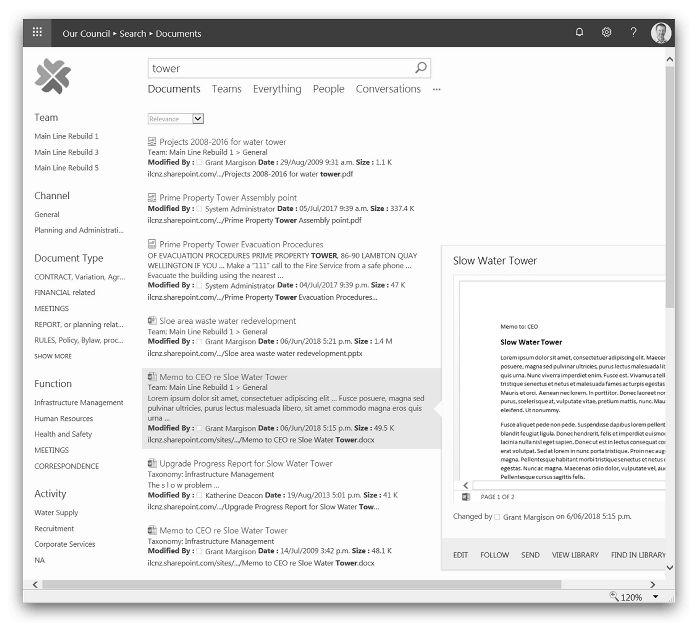 feature - a screenshot of amazing SharePoint search