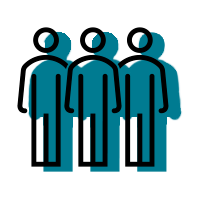 3 people teal shadow