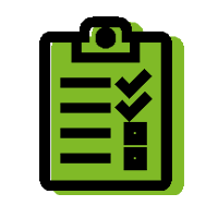 Clipboard check marks green shadow