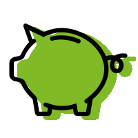 Piggy bank green shadow
