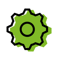 Settings cog green shadow