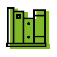 books on a shelf black with green shadow