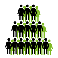 large group of people green shadow